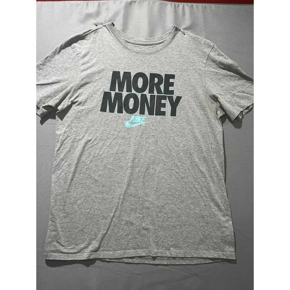 Nike More Money Graphic T-Shirt Men Lg Gray Short Sleeve Athletic Cut Tee - 0108